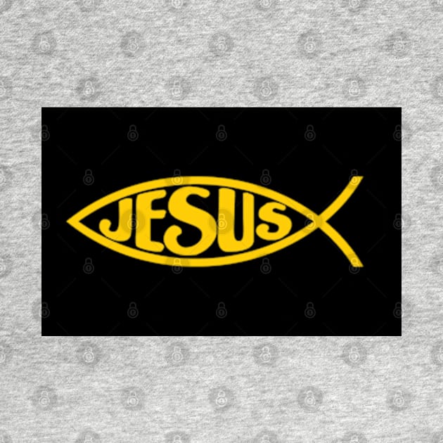 JESUS FISH GOLD & BLACK ICHTHYS by colormecolorado